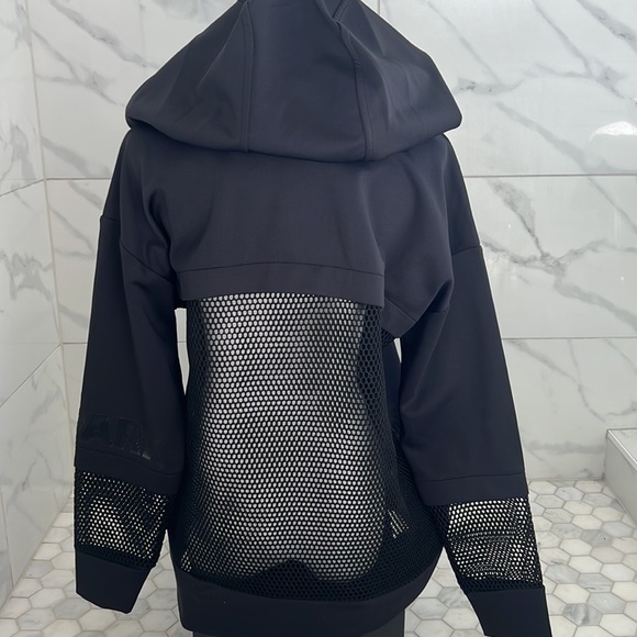 ❌CLEARANCE 🆕 NWOT IVY PARK Black Oversized Black Mesh Side Zip Sweatshirt XS - Picture 2 of 15